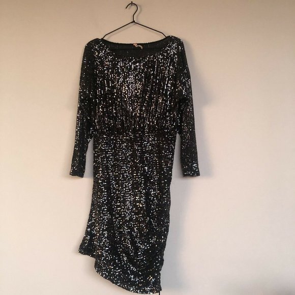 Free People Giselle Mini Dress Black Sequins Party - Picture 7 of 9